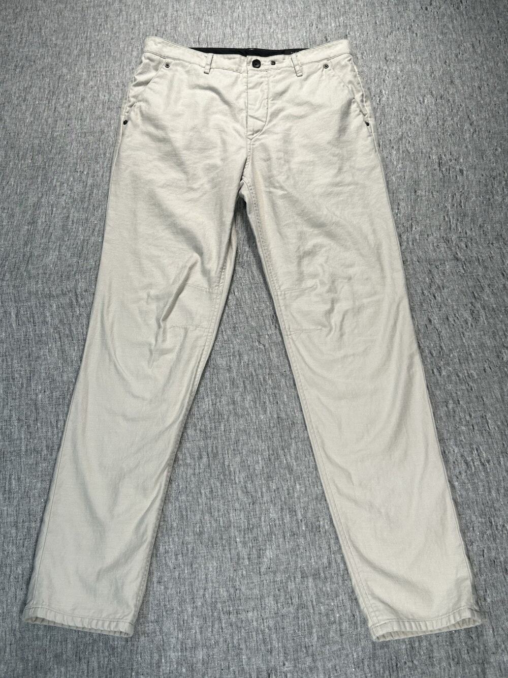 Rag & Bone Pants Mens 32x31.5 Off-White Straight Leg Mid Rise Button-Fly Cotton
